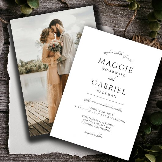 Invitation Mariage photo minimaliste moderne