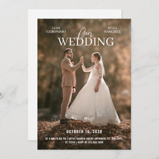 Invitation Mariage photo minimaliste moderne (Devant / Derrière)