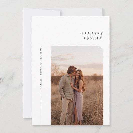 Invitation Mariage photo minimaliste moderne Boho (Devant)