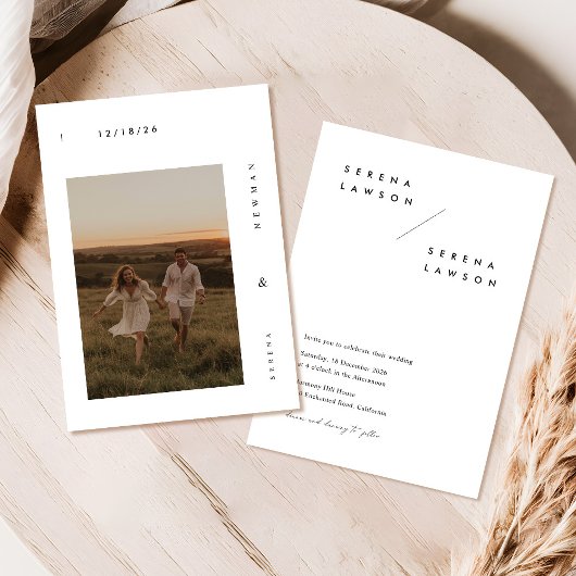 Invitation Mariage photo minimaliste moderne Boho