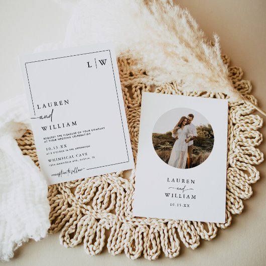 Invitation Mariage photo minimaliste moderne Boho