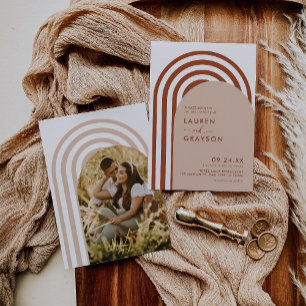 Invitation Mariage photo minimaliste moderne Boho Arch
