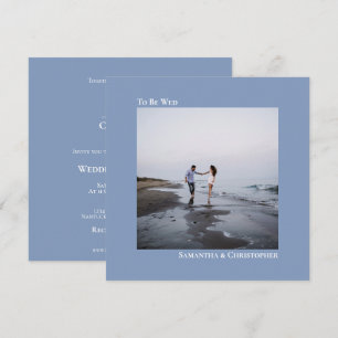 Invitation Mariage photo minimaliste moderne Dusty Blue Carré