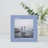 Invitation Mariage photo minimaliste moderne Dusty Blue Carré (Debout devant)