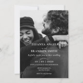 Invitation Mariage photo minimaliste moderne monochrome (Devant)