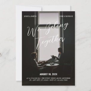 Invitation Mariage photo minimaliste moderne noir