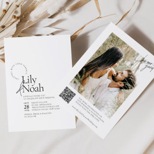 Invitation Mariage photo minimaliste moderne noir et blanc