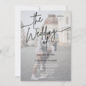 Invitation Mariage photo minimaliste moderne noir et blanc (Devant)