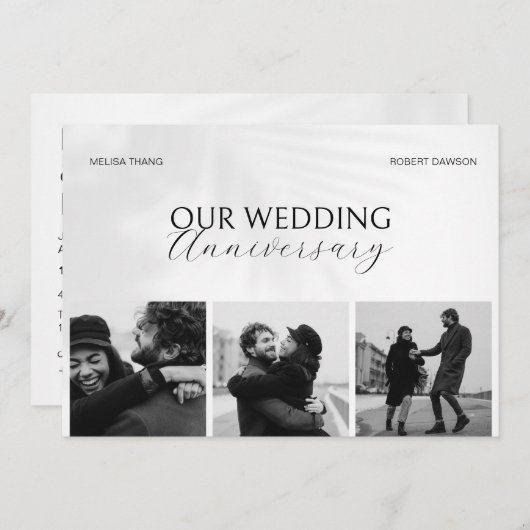 Invitation Mariage photo minimaliste noir blanc (Devant / Derrière)