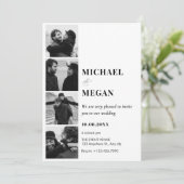 Invitation Mariage photo minimaliste noir et blanc (Debout devant)