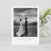 Invitation Mariage photo minimaliste noir et blanc (Debout devant)