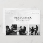 Invitation Mariage photo minimaliste noir et blanc (Devant / Derrière)