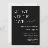 Invitation Mariage photo minimaliste noir et or (Devant)