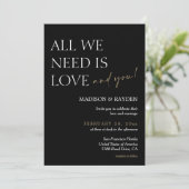 Invitation Mariage photo minimaliste noir et or (Debout devant)