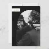 Invitation Mariage photo minimaliste noir et or (Dos)