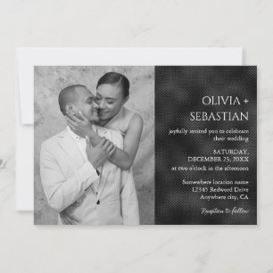 Invitation Mariage photo minimaliste noir moderne texturé