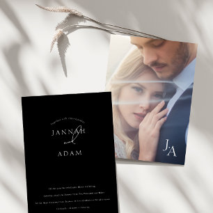 Invitation Mariage photo minimaliste noir simple script