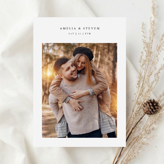 Invitation Mariage Photo Minimaliste Rustique