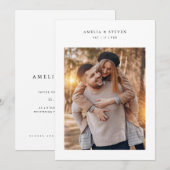 Invitation Mariage photo minimaliste rustique (Devant / Derrière)