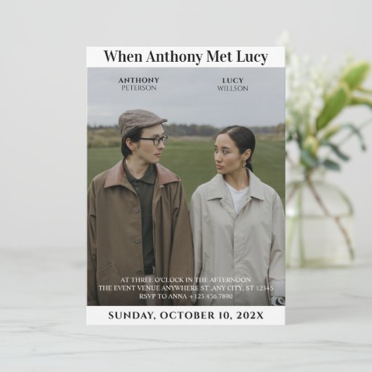 Invitation Mariage photo minimaliste unique (Debout devant)