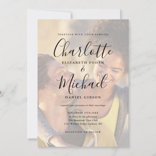 Invitation Mariage photo Modern Signature Script 2 (Devant)
