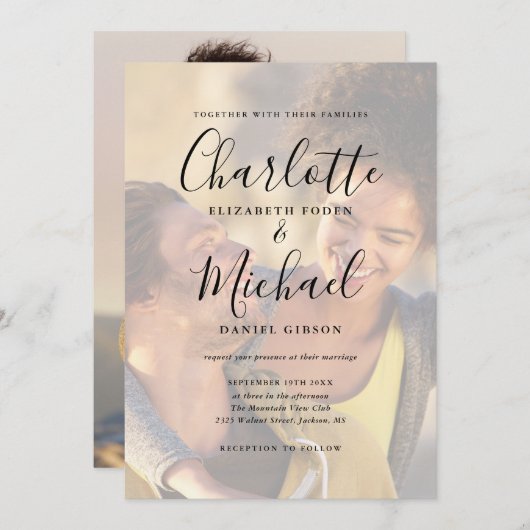 Invitation Mariage photo Modern Signature Script 2 (Devant / Derrière)