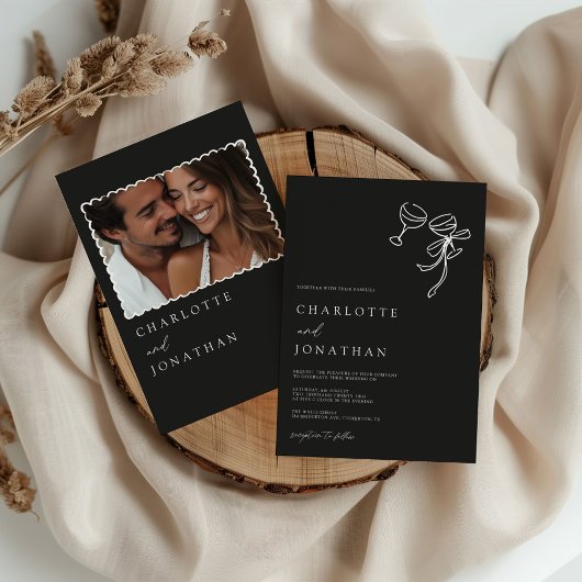 Invitation Mariage photo moderne à la main tiré