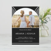 Invitation Mariage photo moderne Arc noir et blanc (Debout devant)