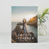 Invitation Mariage photo moderne Black and White Elegant Beac (Debout devant)