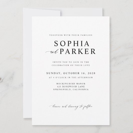 Invitation Mariage photo moderne Black and White Elegant Beac (Dos)