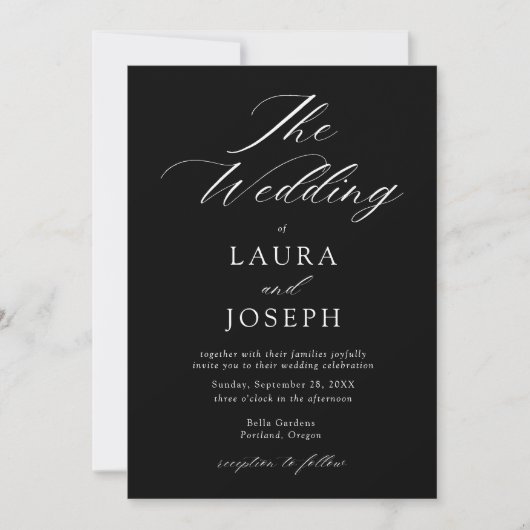 Invitation Mariage photo moderne blanc et noir simple (Devant)