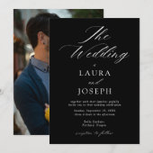 Invitation Mariage photo moderne blanc et noir simple (Devant / Derrière)