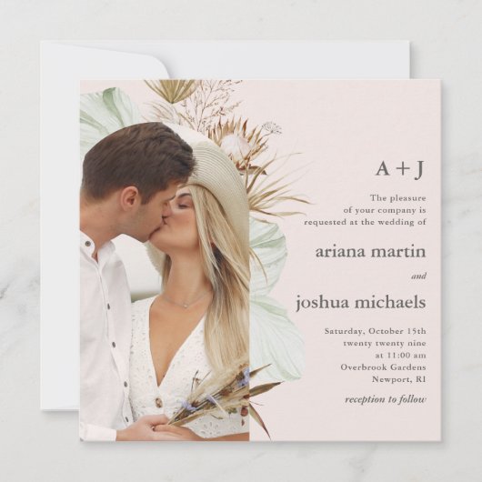 Invitation Mariage photo moderne Blush Boho Deux (Devant)