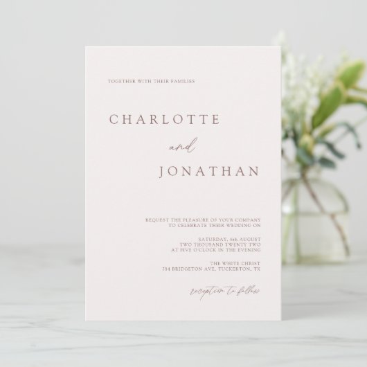 Invitation Mariage photo moderne Bohemian Cream & Mauve (Debout devant)