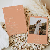 Invitation Mariage photo moderne Boho Peach Fuzz