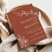 Invitation Mariage photo moderne Boho Terracotta Burnt Orange