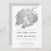 Invitation Mariage photo moderne Brushstroke | BLANCHE (Devant / Derrière)