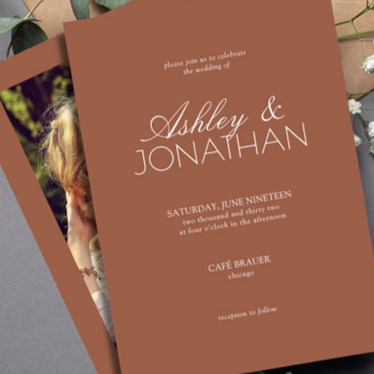 Invitation Mariage photo moderne centré sur la typographie