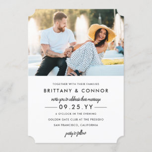 Invitation Mariage photo moderne chic noir et blanc