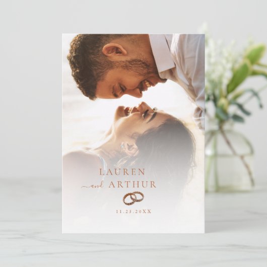 Invitation Mariage photo moderne chic ultra minimaliste (Debout devant)