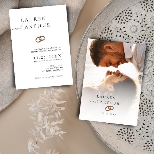 Invitation Mariage photo moderne chic ultra minimaliste