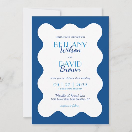 Invitation Mariage photo moderne Coastal Blue Wave Scallop (Devant)
