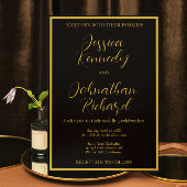 Invitation Mariage photo moderne de calligraphie noir et or