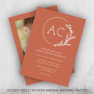 Invitation Mariage photo moderne de charpente en cuivre rouge