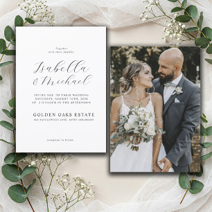 Invitation Mariage photo moderne de recouvrement noir et blan