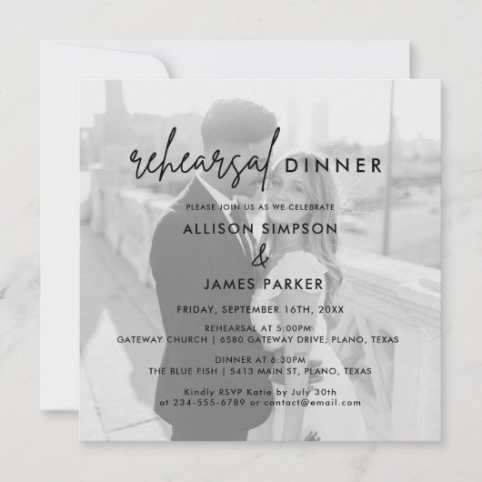Invitation Mariage photo moderne Dîner de répétition Invitati (Devant)