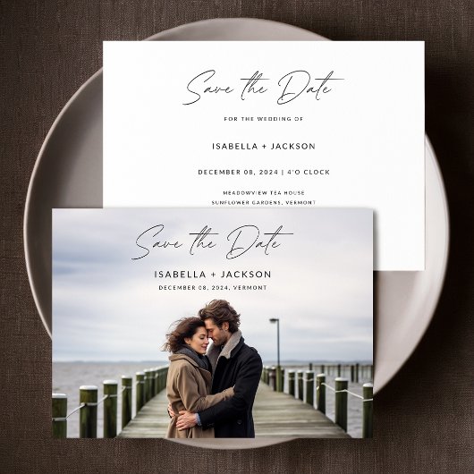 Invitation Mariage photo moderne double face Enregistrer la d
