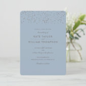 Invitation Mariage photo moderne Dusty Blue Confetti (Debout devant)