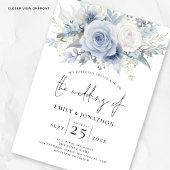 Invitation Mariage photo moderne Dusty Blue Florals