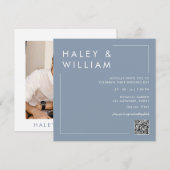 Invitation Mariage photo moderne Dusty Blue Minimalist (Devant / Derrière)